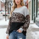  COLOR BLOCK AND ANIMAL CONTRAST TUNIC TOP