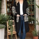  MIDI OPEN CARDIGAN WITH ANIMAL CONTRAST DETAIL