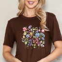 Small BROWN SUPER SOFT TOP WITH SPRING FLOWERS PRINT