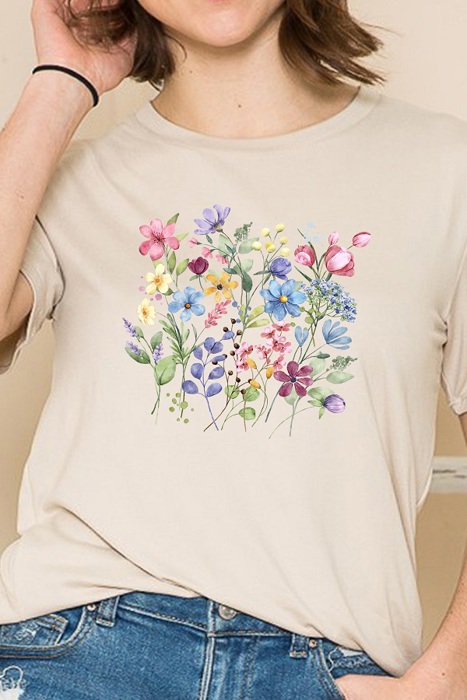 SUPER SOFT TOP WITH SPRING FLOWERS PRINT