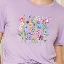 Small LAVENDER SUPER SOFT TOP WITH SPRING FLOWERS PRINT