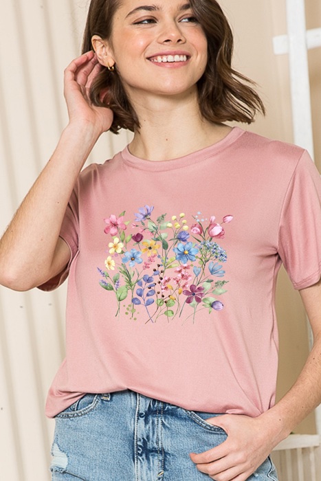 SUPER SOFT TOP WITH SPRING FLOWERS PRINT