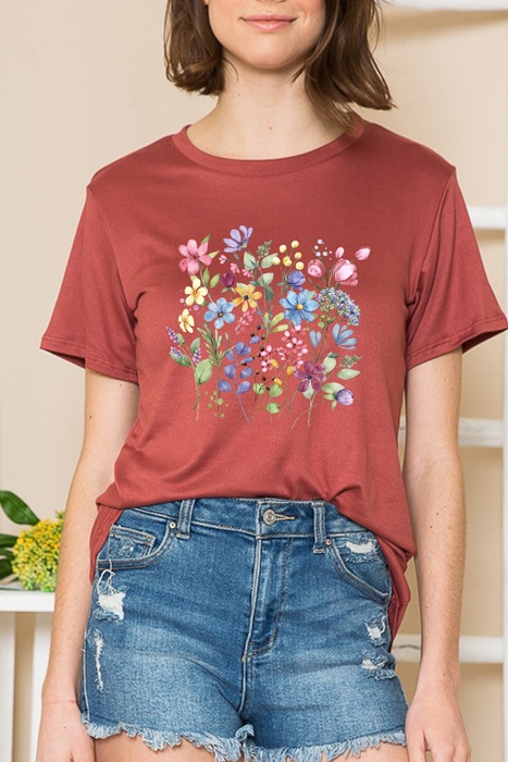 SUPER SOFT TOP WITH SPRING FLOWERS PRINT