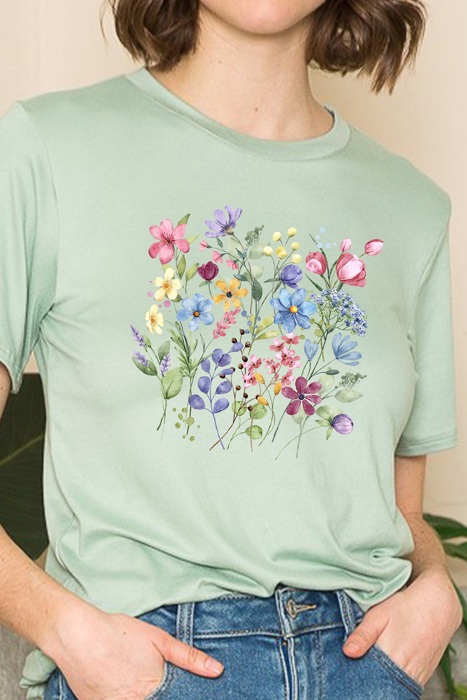 SUPER SOFT TOP WITH SPRING FLOWERS PRINT