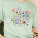 Small SAGE SUPER SOFT TOP WITH SPRING FLOWERS PRINT