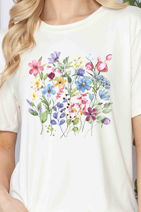 SUPER SOFT TOP WITH SPRING FLOWERS PRINT