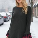  Plaid bell sleeve tunic