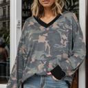  V-NECK CAMOUFLAGE TUNIC TOP