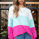  COLOR BLOCK LONG SLEEVE TUNIC TOP