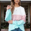 Small MINT COLOR BLOCK LONG SLEEVE TUNIC TOP