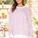 S-M PINK BUBBLE POLY COTTON STRIPE TUNIC WITH SIDE SLIT