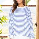 S-M DENIM BUBBLE POLY COTTON STRIPE TUNIC WITH SIDE SLIT