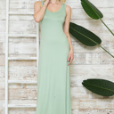 Large SAGE SOLID TANK MAXI DRESS 