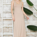 Small TAN SOLID TANK MAXI DRESS 