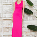 Small FUCHSIA SOLID TANK MAXI DRESS 