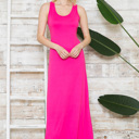 Large FUCHSIA SOLID TANK MAXI DRESS 