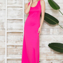 Medium FUCHSIA SOLID TANK MAXI DRESS 