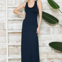 Small NAVY SOLID TANK MAXI DRESS 