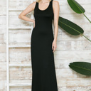 Small BLACK SOLID TANK MAXI DRESS 