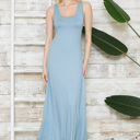 Small LIGHT BLUE SOLID TANK MAXI DRESS 