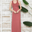 Medium MARSALA SOLID TANK MAXI DRESS 