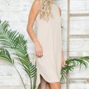 Medium BEIGE SLEEVELESS HI-LOW DRESS