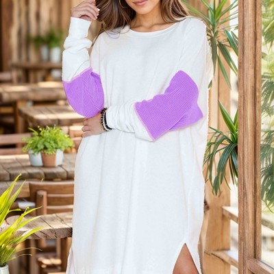 FRENCH TERRY DRESS WITH SLEEVE CONTRAST DETAIL