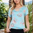 Small MINT LONG FLORAL TUNIC TOP CHEST STRAP DETAIL