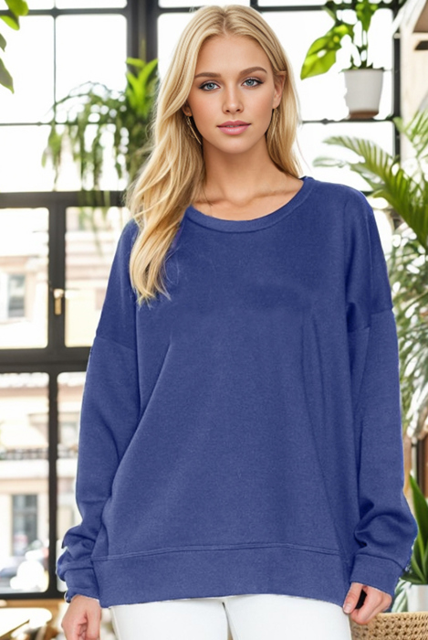 SOLID FLEECE OVERSIZED SWEATSHIRT