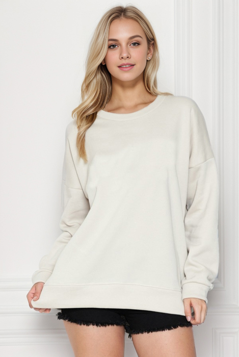 SOLID FLEECE OVERSIZED SWEATSHIRT