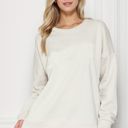 S-M BEIGE SOLID FLEECE OVERSIZED SWEATSHIRT