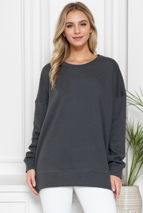 SOLID FLEECE OVERSIZED SWEATSHIRT