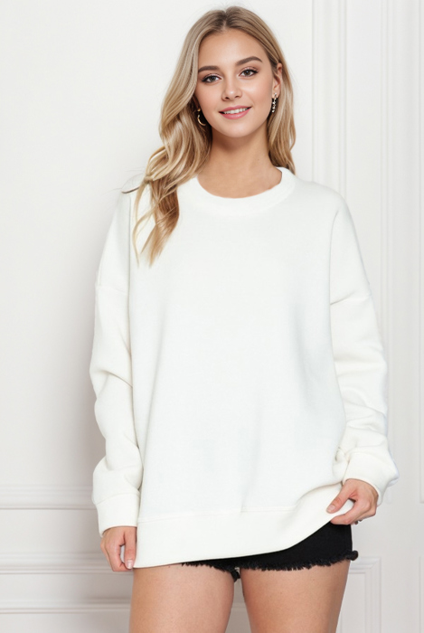 SOLID FLEECE OVERSIZED SWEATSHIRT