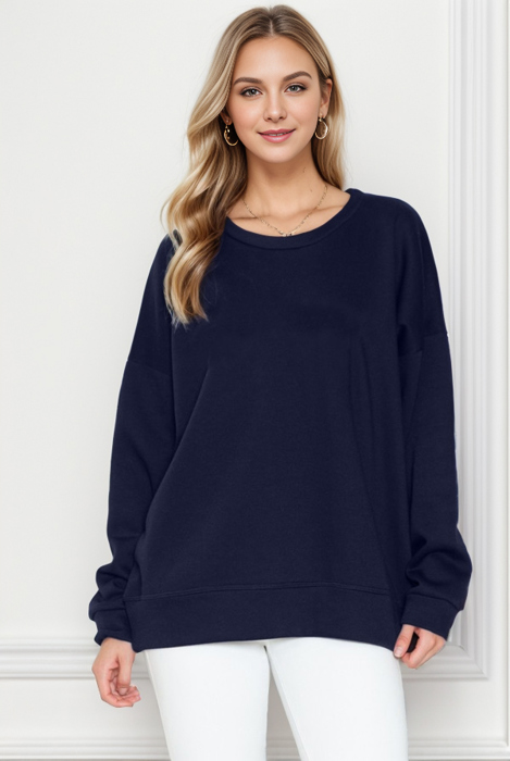 SOLID FLEECE OVERSIZED SWEATSHIRT