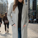 Small OLIVE SUPER SOFT FABRIC MIDI OPEN CARDIGAN