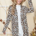  ANIMAL PRINT OPEN MIDI CARDIGAN WITH THUMB HOLE