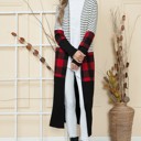  MAXI STRIPE AND PLAID COLOR BLOCK OPEN CARDIGAN