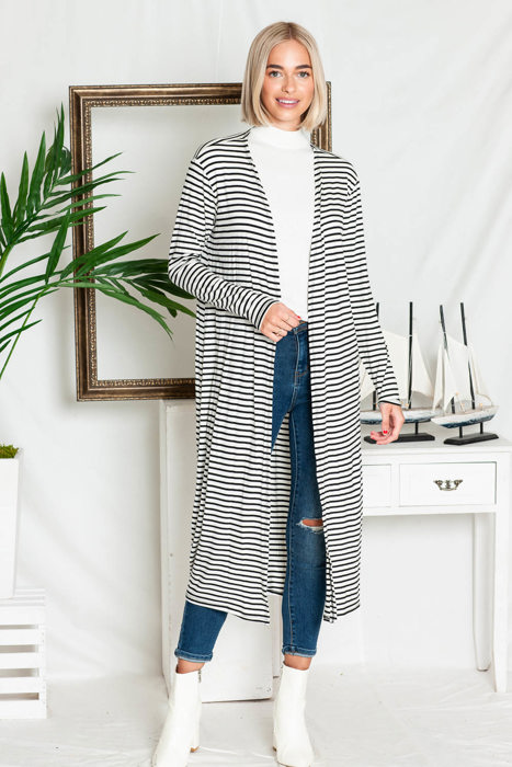 STRIPE OPEN MAXI CARDIGAN