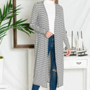 Small WHITE STRIPE OPEN MAXI CARDIGAN