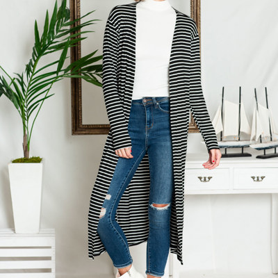 STRIPE OPEN MAXI CARDIGAN