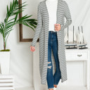 XL WHITE STRIPE OPEN MAXI CARDIGAN
