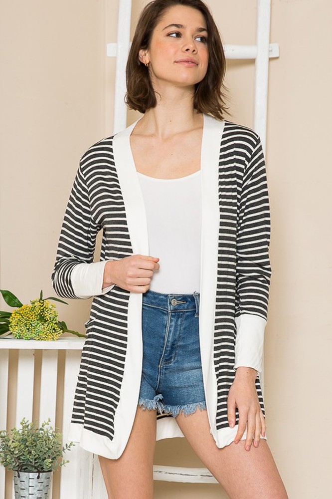 STRIPED OPEN CARDIGAN