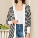 Small CHARCOAL STRIPED OPEN CARDIGAN