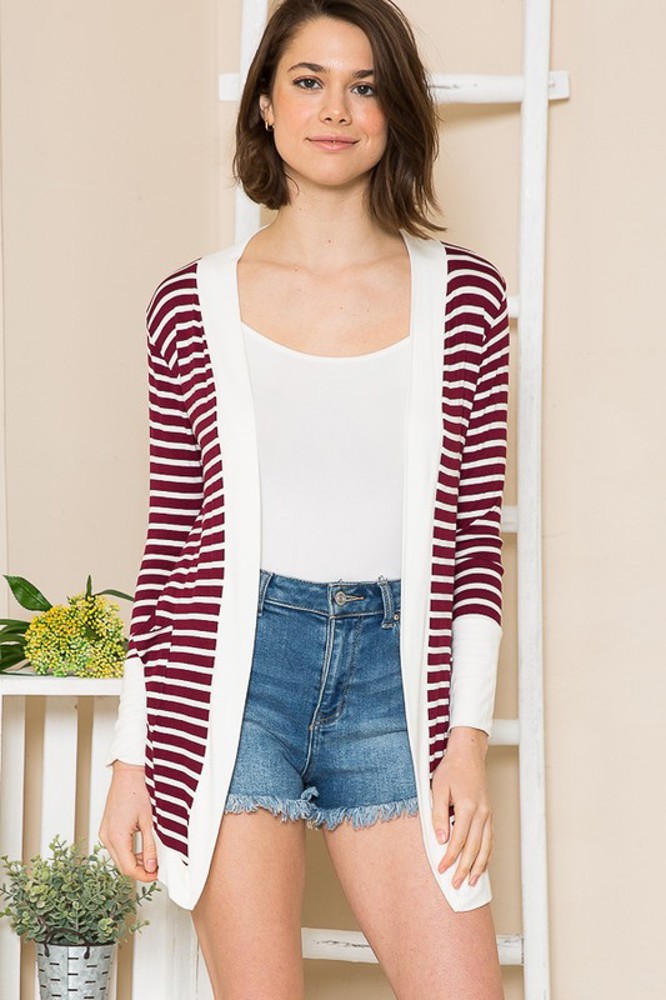 STRIPED OPEN CARDIGAN