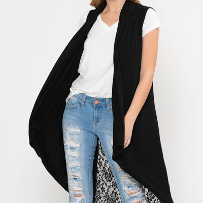 HI-LOW BACK LACE DETAIL VEST