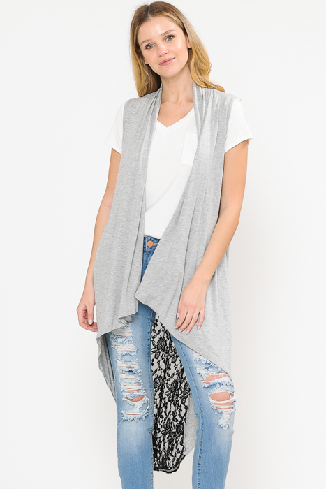 HI-LOW BACK LACE DETAIL VEST