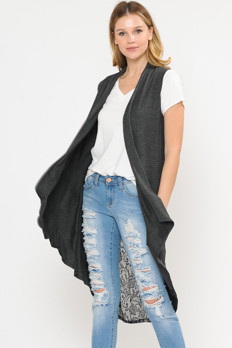 HI-LOW BACK LACE DETAIL VEST