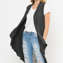 Small CHARCOAL HI-LOW BACK LACE DETAIL VEST