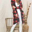  PLAID HOODED OPEN MIDI CARDIGAN
