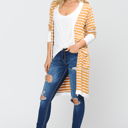  Stripe Midi Open Cardigan